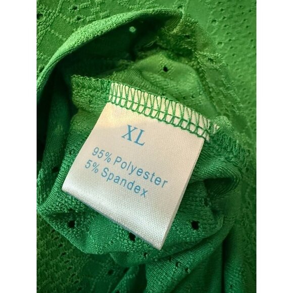 Green Eyelet Tunic Length Top Square Neck SS Size XL NWT - Picture 7 of 7